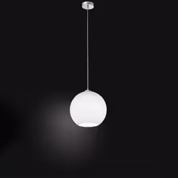 Collezione Ufo LA LUCE CHE TI CATTURA Sospensione con diffusore in vetro bianco, ha una forma sferica che ricorda quella di u ...