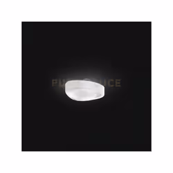 Plafoniera 3 luci in vetro bianco soffiato e acidato. Attacco E27. Larghezza 44cm.
