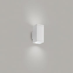 Perenz - Applique Esterno Biemissione Moderna Quarondo Metallo Bianco Vetro 2 Luci Gu10