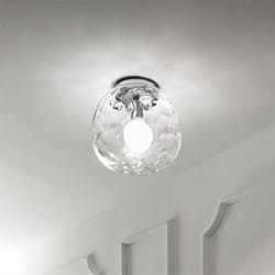 Plafoniera Contemporanea Skin Metallo Cromo Vetro Trasparente 1 Luce E27