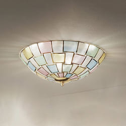 Plafoniera Tiffany Madreperla Diametro 40 Multicolor Fantasia 2 Luci E27