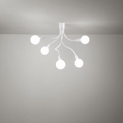 Perenz - Plafoniera Industrial-Minimal-Nordico Bulbo Metallo Bianco 5 Luci E27