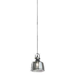 Perenz - Sospensione Contemporanea Vintage Metallo Nero Vetro Fumè 1 Luce E27