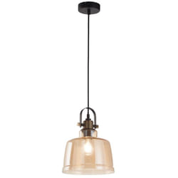 Perenz - Sospensione Contemporanea Vintage Metallo Nero Vetro Ambra 1 Luce E27
