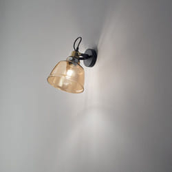 Perenz - Applique Contemporanea Vintage Metallo Nero Vetro Ambra 1 Luce E27