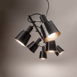 Perenz - Lampadario Contemporaneo Megafono Metallo Nero 6 Luci E27