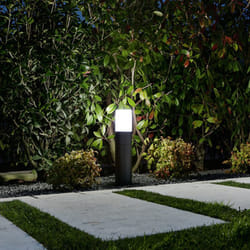 Perenz - Paletto Esterno Contemporaneo Match Alluminio Grigio Vetro 1 Luce E27 H50