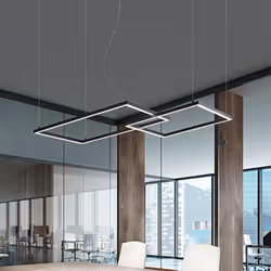 Collezione Cross LA LAMPADA CHE FA DA DESIGN Sospensione a luce singola moderna in alluminio verniciato nero e ha una forma c ...