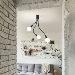 Perenz - Plafoniera Industrial-Minimal-Nordico Bulbo Metallo Nero Acrilico 3 Luci E27