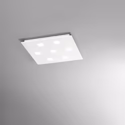 Collezione Pixel LA LAMPADA IMPREZIOSITA CON IL VETRO Plafoniera con corpo in metallo verniciato di bianco opaco è arricchito ...