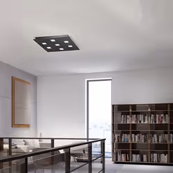 Collezione Pixel LA LAMPADA IMPREZIOSITA CON IL VETRO Plafoniera con corpo in metallo verniciato di nero opaco è arricchito d ...