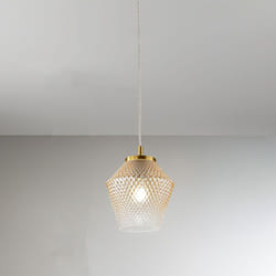 Sospensione Contemporanea Arnia Metallo Ottone Brunito Vetro Ambra 1 Luce E27