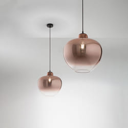 Perenz - Sospensione Contemporanea Bowl Metallo Nero Vetro Rame 1 Luce E27