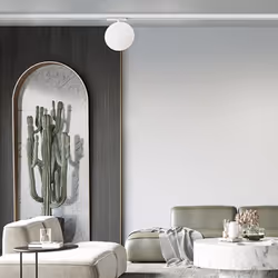 Collezione Binario COMPONI LA TUA ILLUMINAZIONE La lampada a soffitto con struttura in metallo bianco e una sfera a LED in ve ...