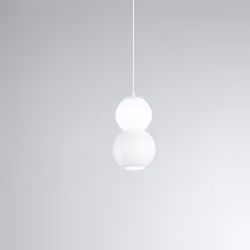 Collezione Binario COMPONI LA TUA ILLUMINAZIONE La sospensione a LED di colore bianco caratterizzata da due sfere di vetro bi ...