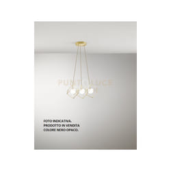 Perenz - cube Sospensione 3 luci in metallo colore nero opaco cubica con diffusore sferico vetro bianco attacco G9