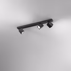 Collezione Oddy SPOT ORIENTABILE Applique/Plafoniera in alluminio nero opaco 3 x GU10 MAX 50W (non incluse) L64 x L6 x H.12,5 ...
