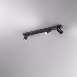 Collezione Oddy SPOT ORIENTABILE Applique/Plafoniera in alluminio nero opaco 3 x GU10 MAX 50W (non incluse) L64 x L7 x H.13 c ...