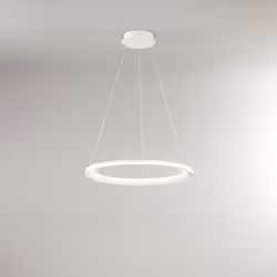 Collezione Edge CERCHI DI LUCE Sospensione in metallo e alluminio bianco opaco LED 66W 4620LM 3000K D.60 x H.150 cm Altezza r ...