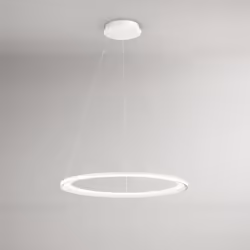 Collezione Edge CERCHI DI LUCE Sospensione in metallo e alluminio bianco opaco LED 86W 6020LM 3000K D.80 x H.150 cm Altezza r ...