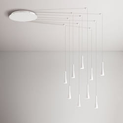 Perenz - Lampadario Minimal Cone Metallo Bianco Acrilico 9 Luci Led 7W 3000K