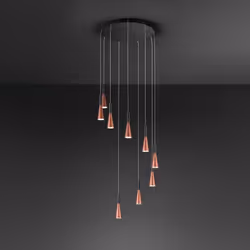 Collezione Cone SCEGLI L'ATMOSFERA GIUSTA PER OGNI MOMENTO Sospensione in metallo e alluminio oro rosa/nero Led 7W 2625LM 300 ...