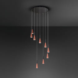Perenz - Lampadario Minimal Cone Metallo Oro Acrilico Nero 9 Luci Led 7W 3000K
