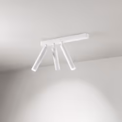 Collezione Bambù INDIRIZZA LA TUA LUCE Plafoniera in metallo e alluminio bianco opaco Led 3x10W 2985LM 3000K L46 x D.4,2 x H. ...