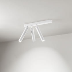 Spot Moderno Bambù Metallo Bianco 3 Luci Led 10W 3000K