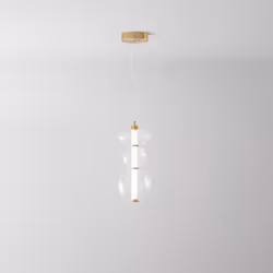 Collezione Bubbles ELEGANTI BOLLE DI LUCE Sospensione in metallo e alluminio oro spazzolato Led 24W 1920LM 3000K D.20 x L 50, ...