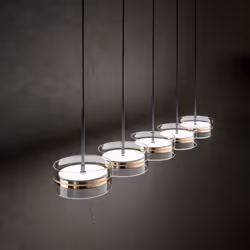 Lampadario Contemporaneo Aere Metallo Oro Rosa Vetro Nero 5 Luci Led 14W 3000K - Vista aggiuntiva 2