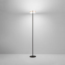 Perenz - Piantana Contemporanea Aere Metallo Oro Rosa Vetro Nero Led 20W 3000K