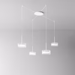 Collezione Aere UN CONNUBIO DI STILE E ELEGANZA Sospensione in metallo e alluminio bianco opaco Led 4x14W 4480LM 3000K D.20x  ...