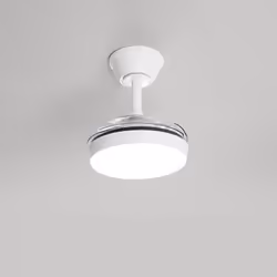 Collezione Mini Open+ SOFFI DI LUCE Ventilatore in metallo bianco opaco 3 pale a scomparsa trasparenti. Diffusore in acrilico ...
