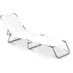 lettino prendisole pieghevole e reclinabile essenza "maiorca" in acciaio e pvc bianco 188x24x55 cm