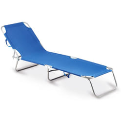 Lettino prendisole pieghevole e reclinabile essenza 'maiorca' in acciaio e pvc blu 188x24x55 cm