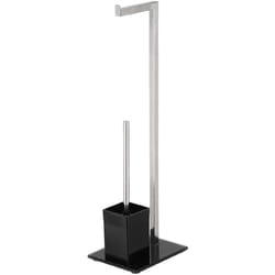 Biacchi Gianfranco - Portarotolo Con Porta Scopino In Metallo con Base in Vetro Design Moderno Nero