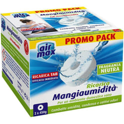 Airmax Assorbi Umidità tab Neutra 2PZ Pasticche Ricarica Sali Aria Sana 2x450 g.