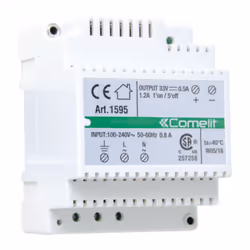 Alimentatore con ingresso 120÷230VAC, uscita 33VDC da 500mA in funzionamento continuo e 1.2A di spunto, per pulsantiere da es ...