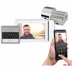 Kit monofamiliare Comelit Il kit è compost da: - 1 Videocitofono Wi-Fi MAXI da 7" per sistema Vip art. 6842WK - 1 Modulo Audi ...