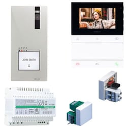 Kit Videocitofono monofamiliare Comelit 2 fili People vivavoce e Quadra PL8461V