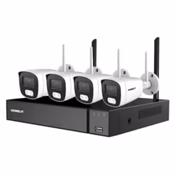 Kit Wi-Fi pre programmato Comelit, composto da: 1 pezzo videoregistratore NVR, 8 canali, con hard disk 1TB specifico per vide ...