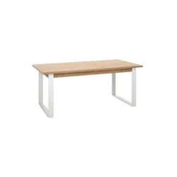 Tavolo allungabile in legno con gambe in ferro bianche, 180/240x91 cm