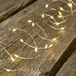 Luci di natale catena con Micro Led e filo in metallo a batteria per interno -Luce Calda / 100 micro led - 9.9 mt