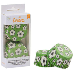Decora - 0339845 Pirottini Calcio da 50 x 32 mm, per Cuocere, Presentare e Regalare Muffin e Dolcetti, Resistono fino a 180°C, In comodo Blister,