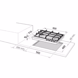 De’Longhi FFA 46 ASDV piano cottura Acciaio inox Da incasso 60 cm Gas 4 Fornello(i)
