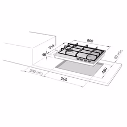 De’Longhi DLI 46 ASDV piano cottura Acciaio inox Da incasso 60 cm Gas 4 Fornello(i) - Vista aggiuntiva 2