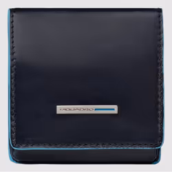Piquadro Portamonete quadrato, Portamonete, Blu marino, Pelle, Poliestere, Monocromatico, Blu notte, Fodera interna: 100% Pol ...