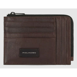 Piquadro PU1243APR Portamonete Marrone Pelle, Poliestere