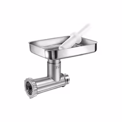 Corpo, elica e ghiera in ghisa stagnata, tramoggia in acciaio inox, piastra e coltello autoaffilante in acciaio inox.